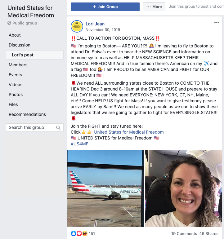 Image of post on group page