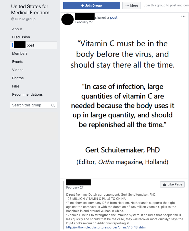 Image of post on group page