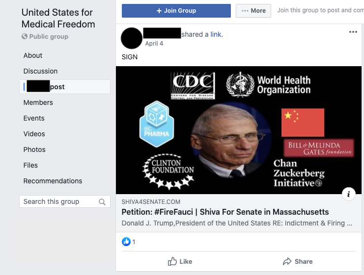 Image of post on group page