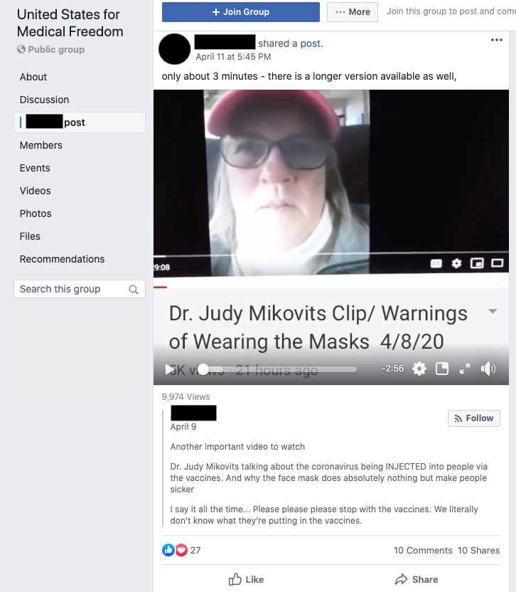 Image of post in Facebook group