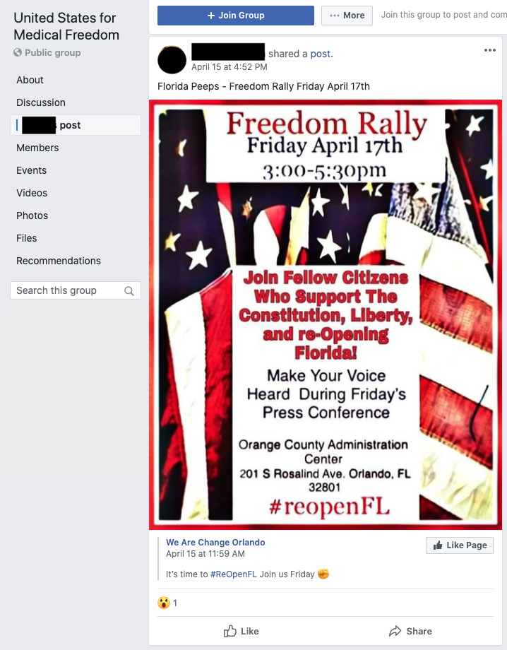 Image of post on group page