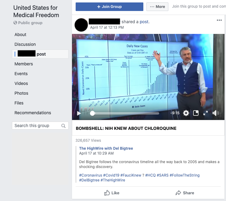 Image of post on group page