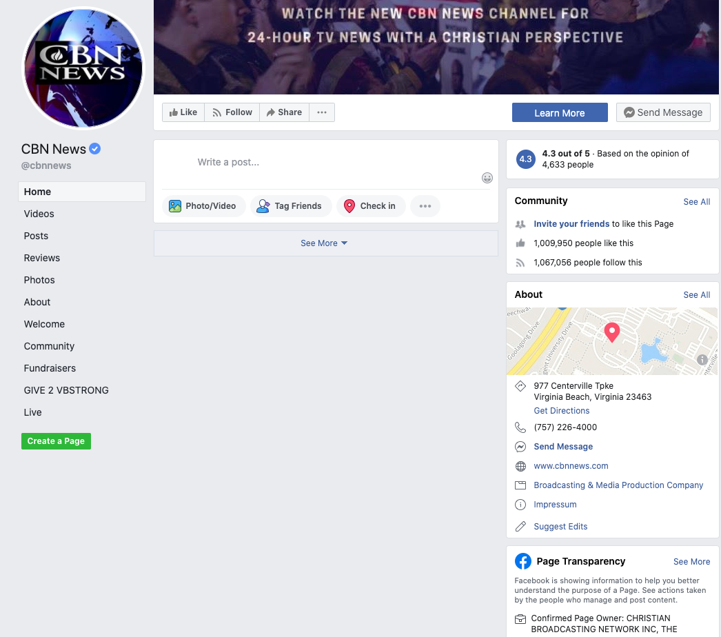 Image of CBN News' Facebook page