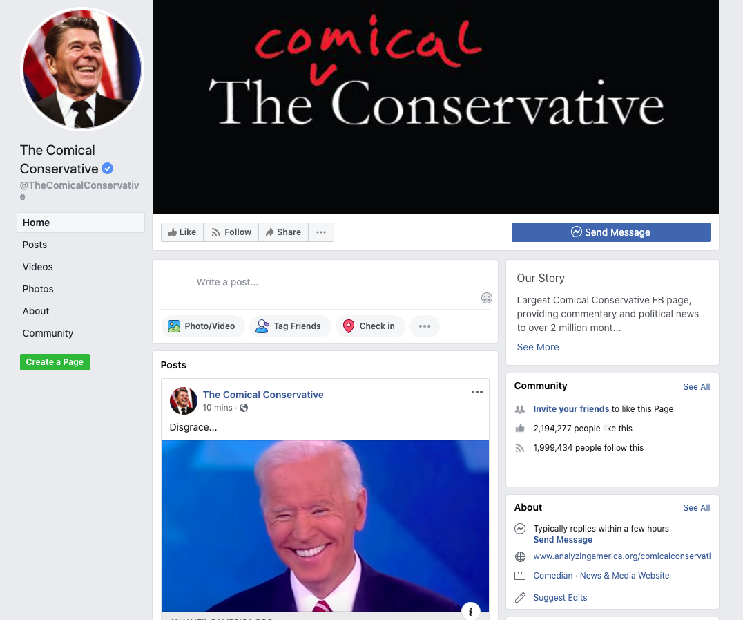Image of The Comical Conservative's Facebook page