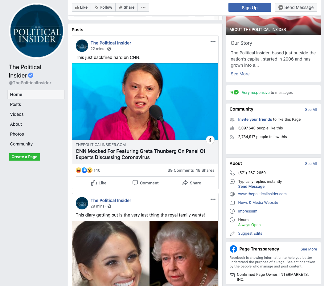 Image of The Political Insider's Facebook Page
