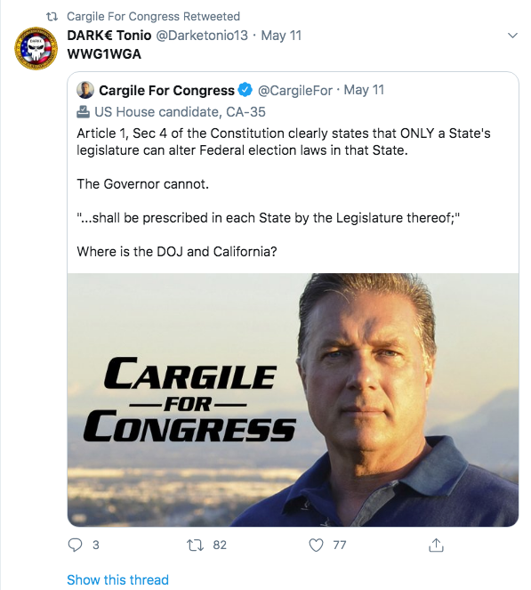 Mike Cargile QAnon retweet