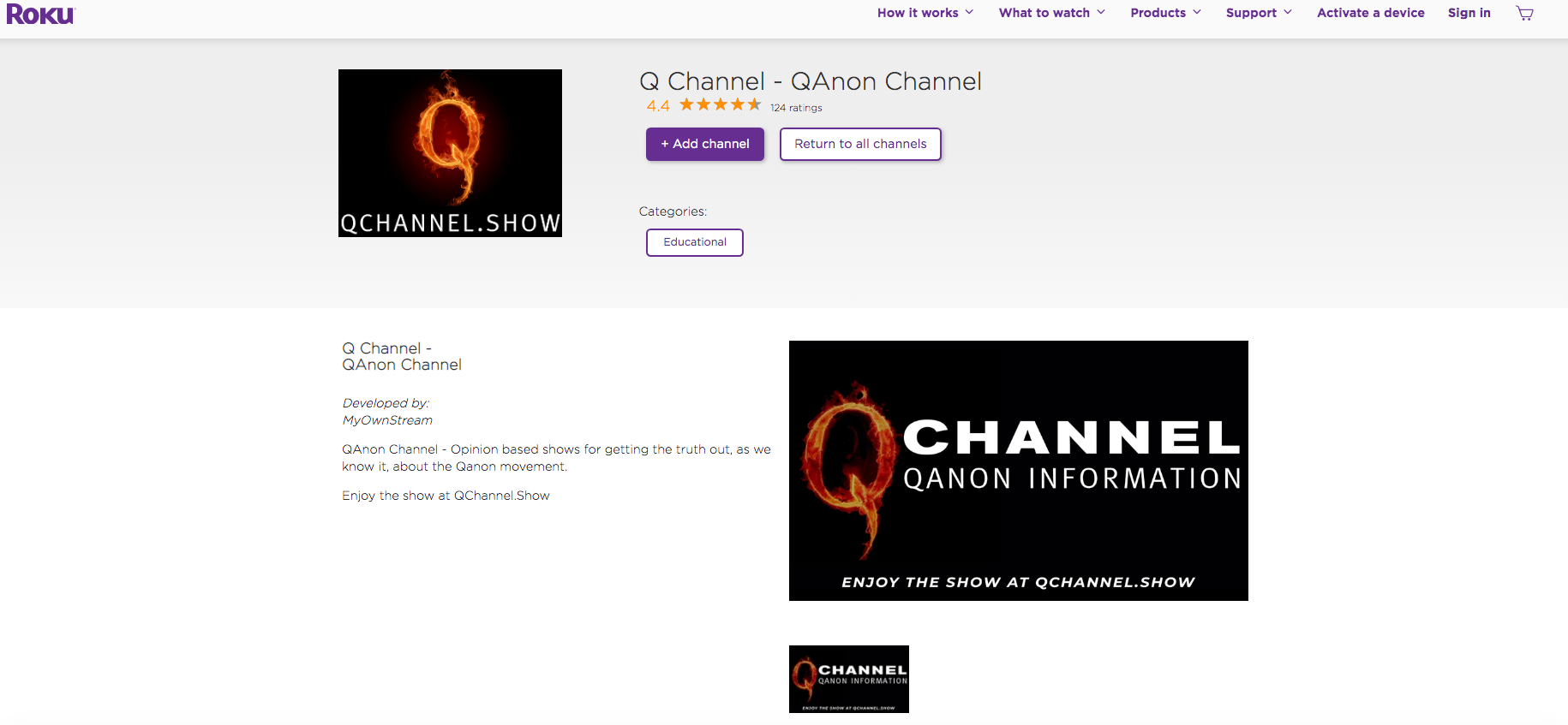 Roku QAnon channel