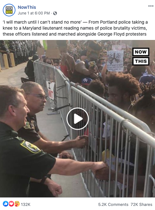 NowThis' Facebook post on June 1, 2020