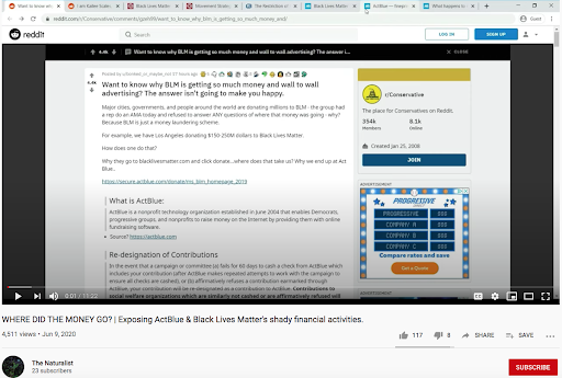 YouTube ActBlue claim