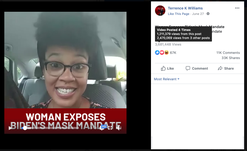 Terrence K. Williams' Facebook video on June 27, 2020