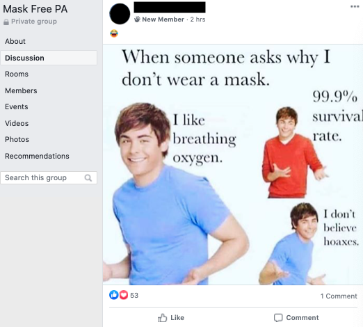 Image of post on group page