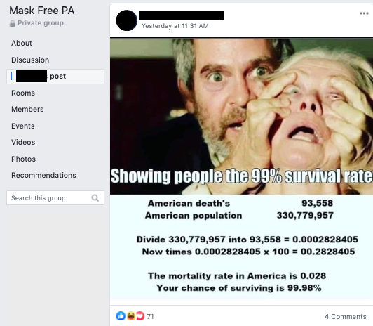 Image of post on group page