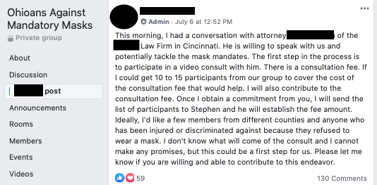 Image of post on group page