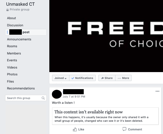 Image of post on group page