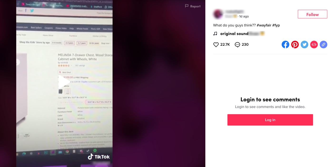 Wayfair TikTok video7