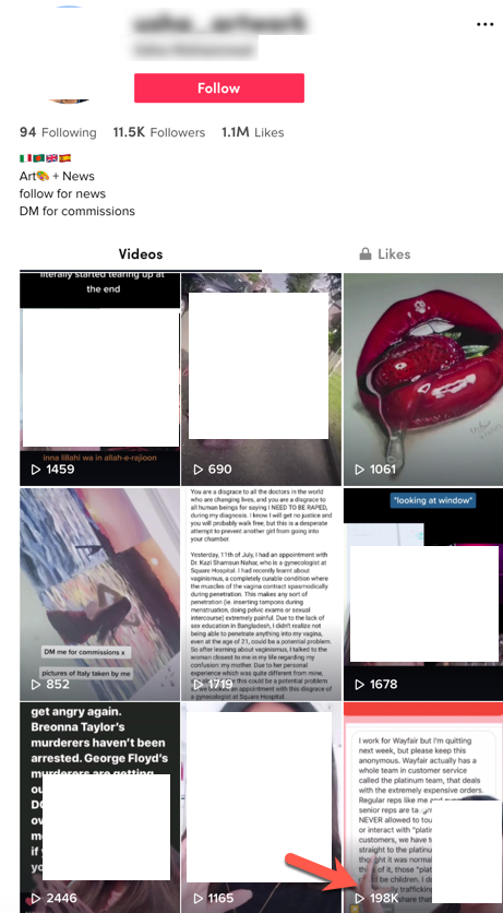TikTok Wayfair view count comparison3