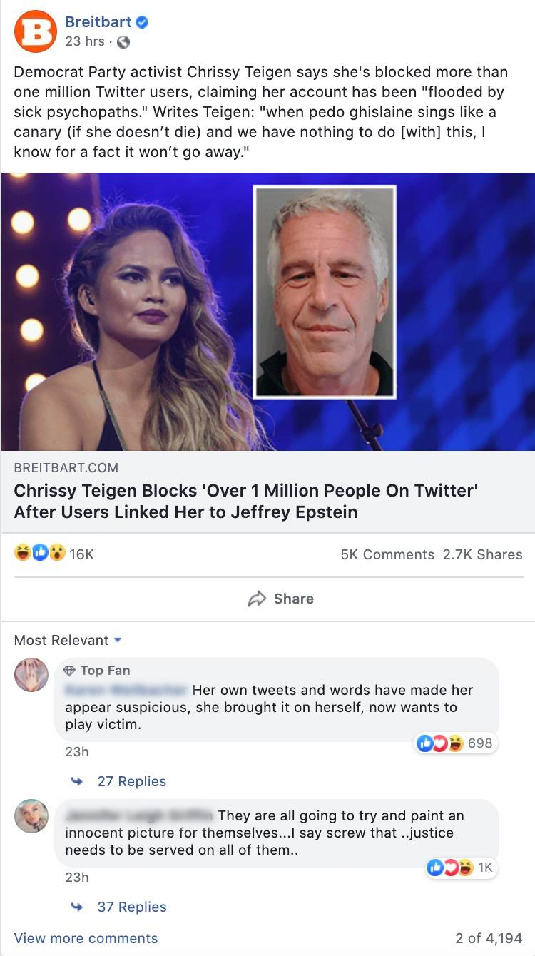 Teigen Breitbart Facebook
