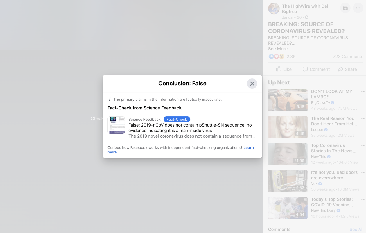 Bigtree Facebook fact check
