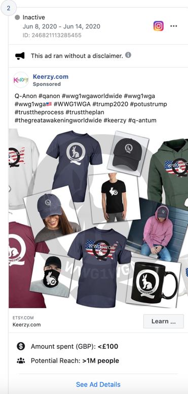 QAnon Facebook ad