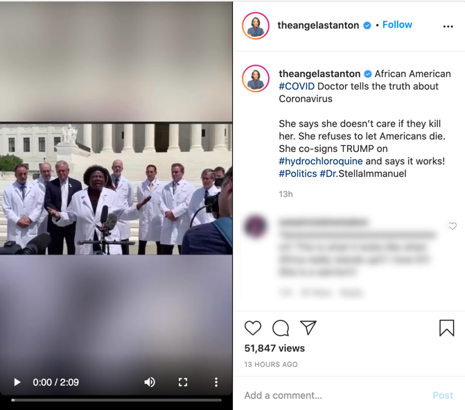 Angela Stanton-King coronavirus video Instagram