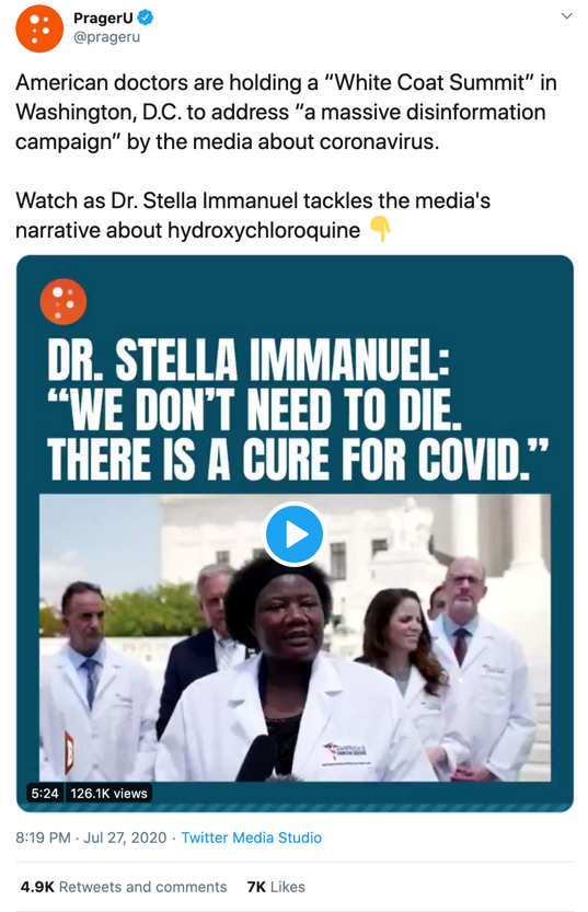 PragerU Twitter coronavirus video