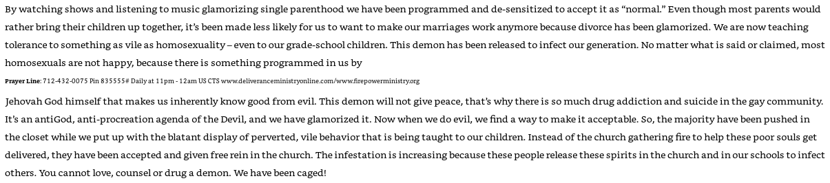 Anti-LGBTQ passage in Jesus Help The Church Has Been Caged by Stella Immanuel