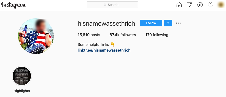 image of instagram page