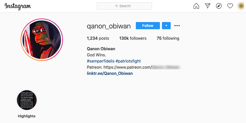 image of instagram page