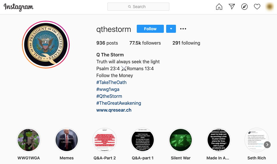 image of instagram page