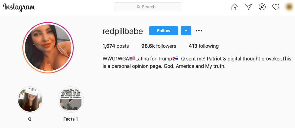 image of an instagram page