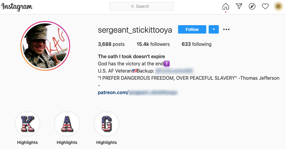 image of instagram page