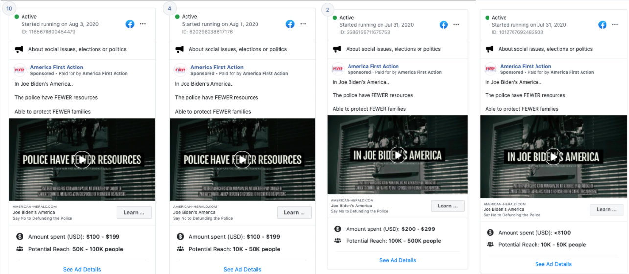 America First Action_ads with false info about Biden_still active as of 20200804