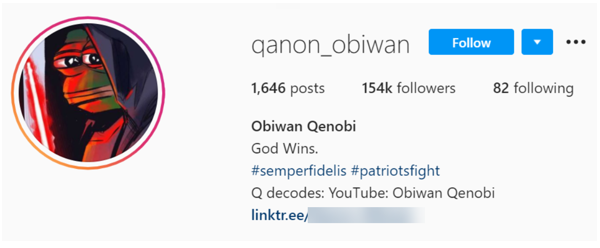 Screenshot of qanon_obiwan account as of 9/3