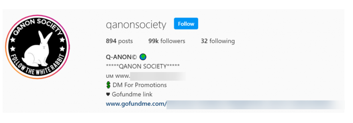 Screenshot of @qanonsociety page