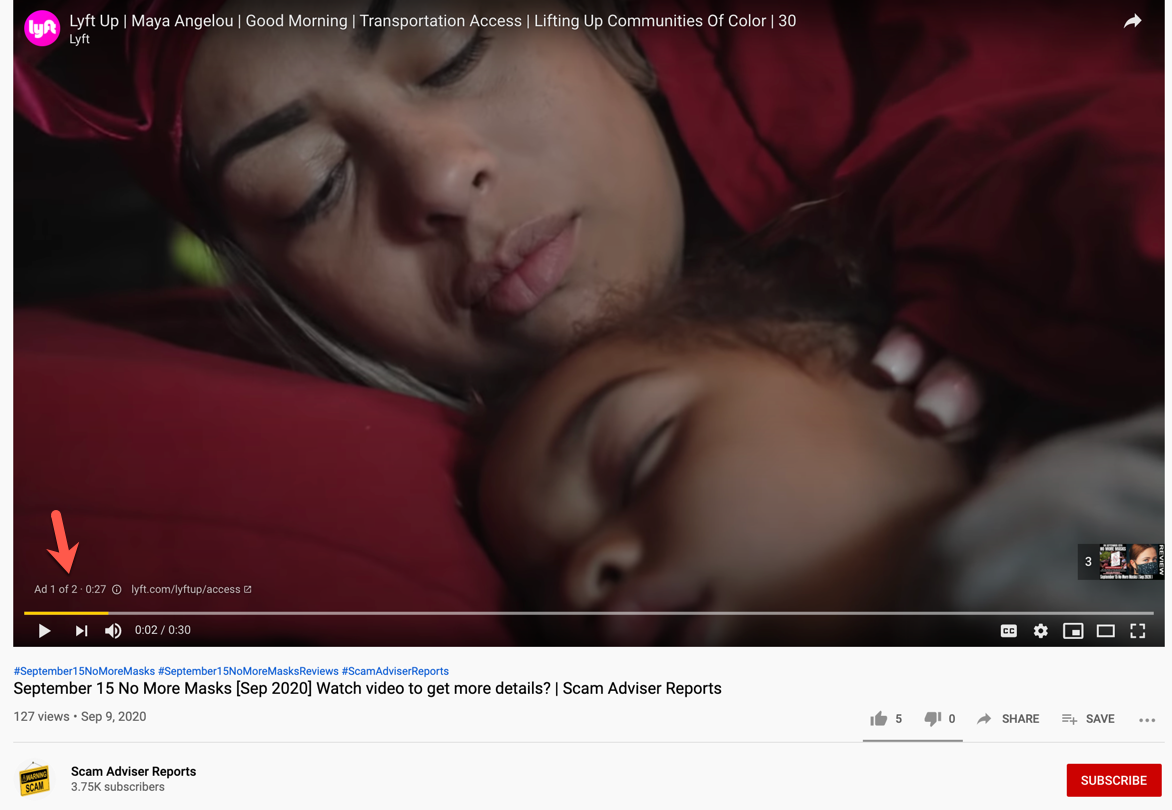 YouTube mask campaign ads