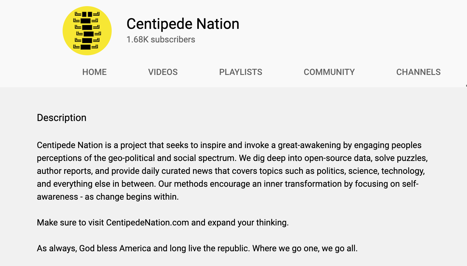 QAnon affiliated YouTube channel description 