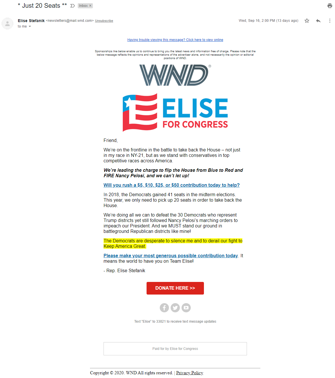 Elise Stefanik email in WND image