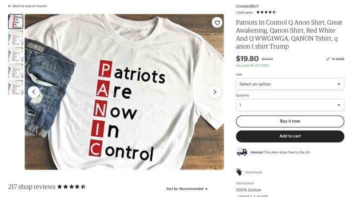 QAnon Etsy merchandise 