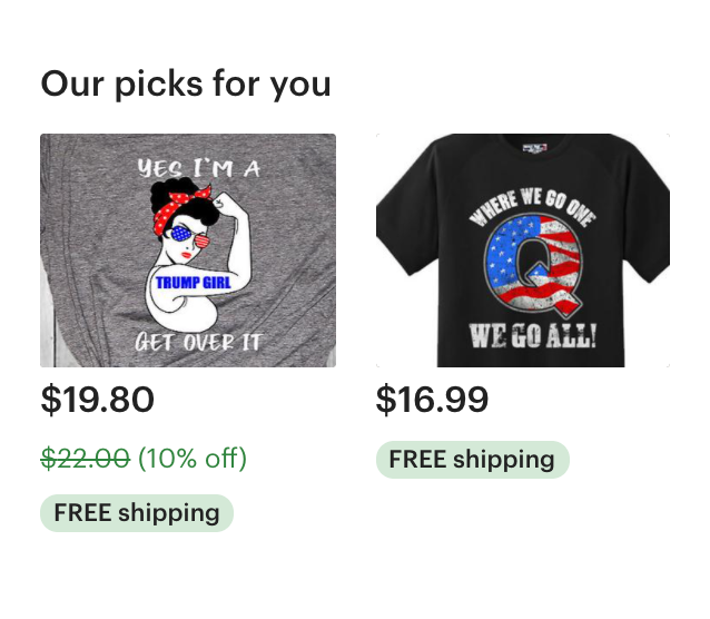 QAnon Etsy recommended items
