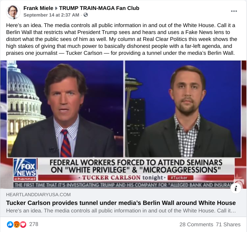 Facebook post in TRUMP TRAIN-MAGA Fan Club FB group