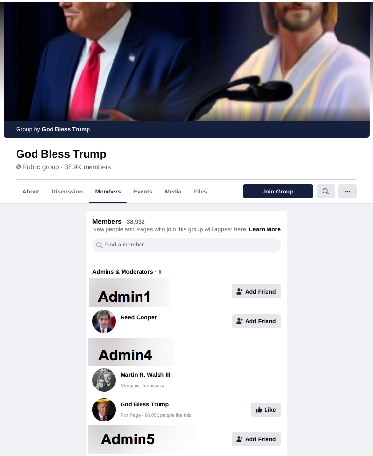 Image of Facebook group's admins