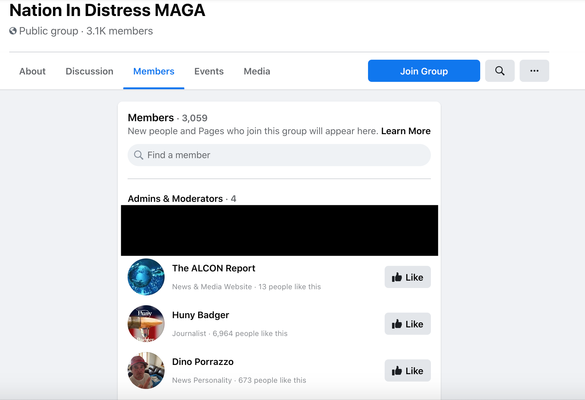 Porrazzo associated Facebook group 