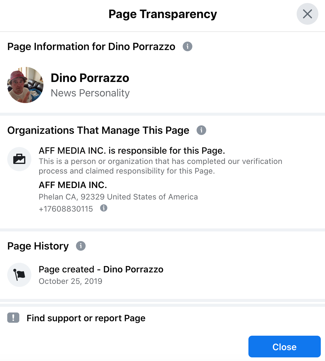 Porrazzo associated Facebook page 