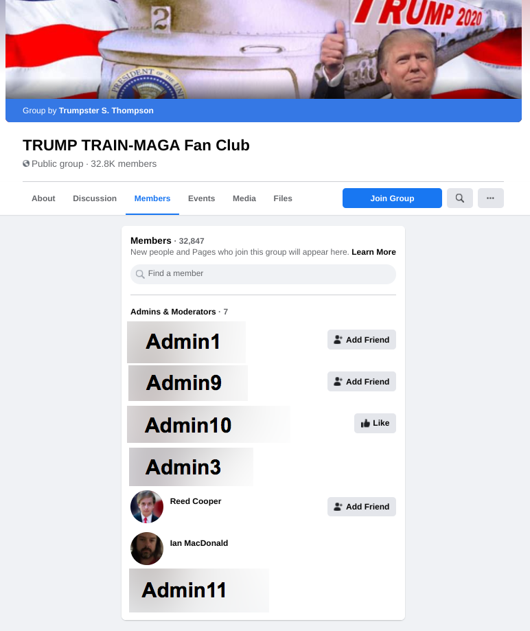 Image of TRUMP TRAIN-MAGA Fan Club FB group
