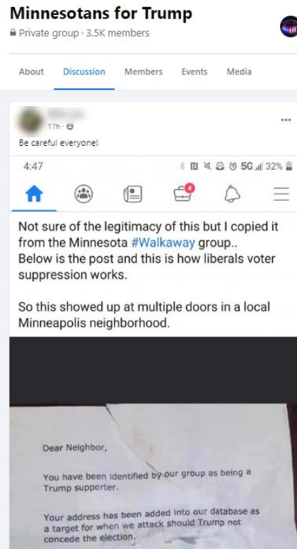 Voter disinfo flier -- Minnesota