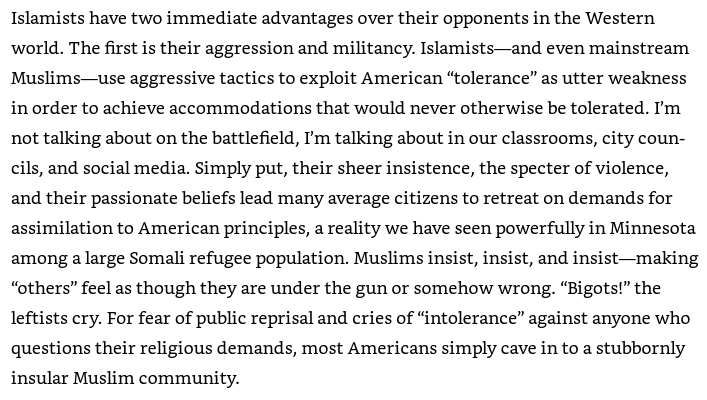 An image from Pete Hegseth's book: Hegseth criticized tolerance of Muslims.