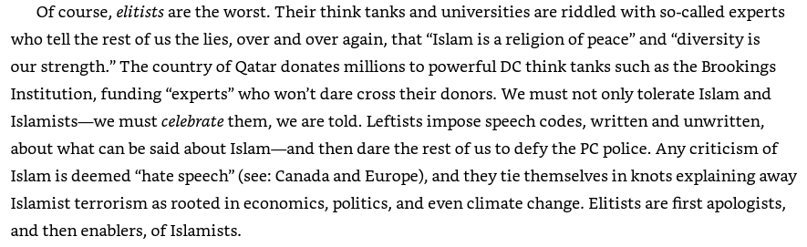 An image from Pete Hegseth's book: Hegseth complained that “we must not only tolerate Islam and Islamists—we must celebrate them, we are told.”