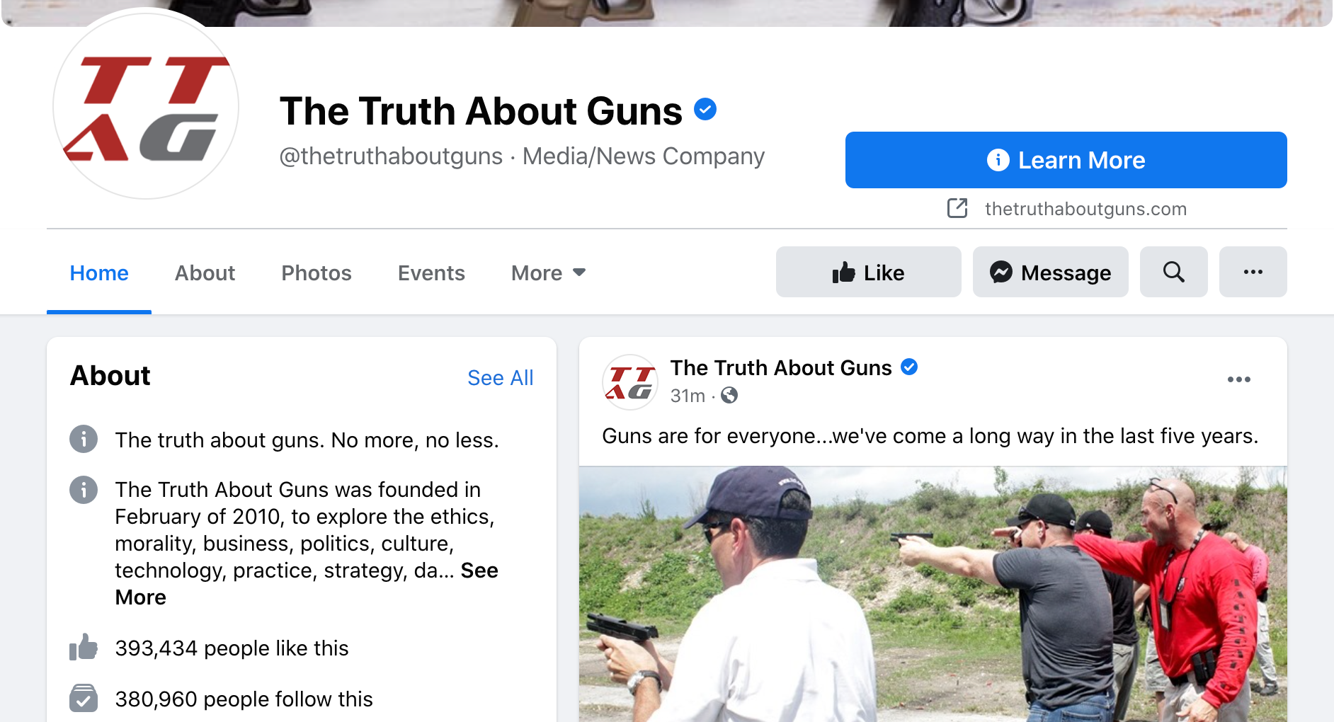 The Truth About Guns Facebook page followers 