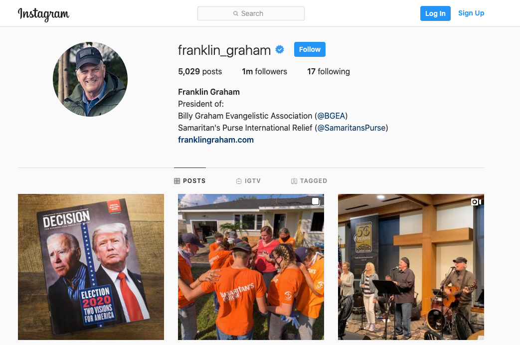 image of instagram page