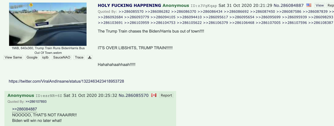 The Trump Train chases the Biden/Harris bus out of town!!!!!!